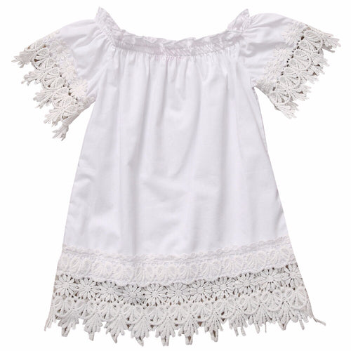 cotton white cute Baby  Clothes Lace Top Dress